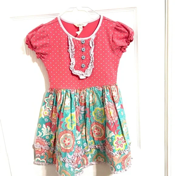 Matilda Jane Pink Polka Dot and Floral Dress - Picture 1 of 2